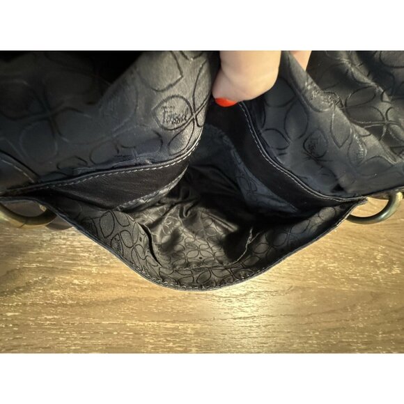 Vintage Fossil Boho Black Shoulder Bag Y2k Biker Hippie Pockets Key Tag Stitch - Picture 12 of 16